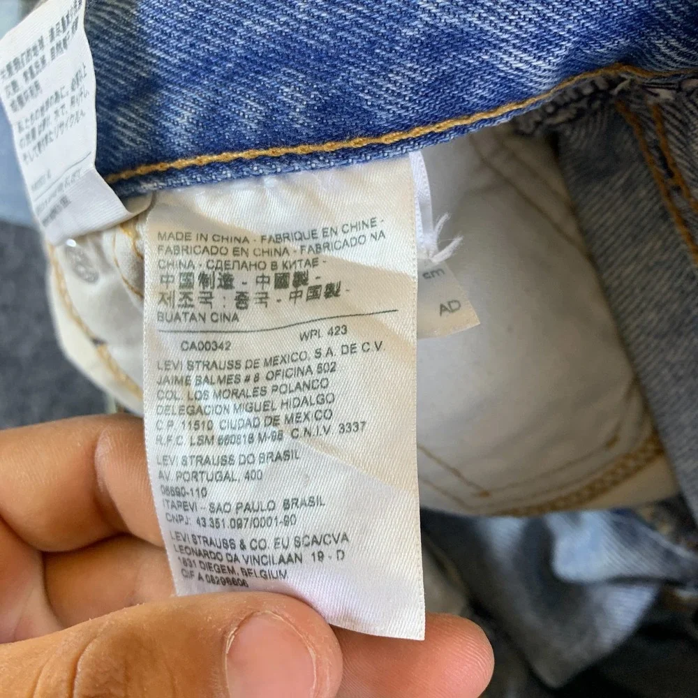 Levi’s Altered 502 Carpenter Jeans Mens 32x26.5 Blue Denim Cotton Patchwork